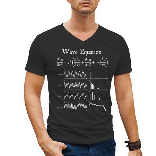 Nerdy Wave Equation Music Physics Science Math Teacher Geek Men Women Girls Kids Men's V-Neck T-Shirt - teacherstshirts.com UK