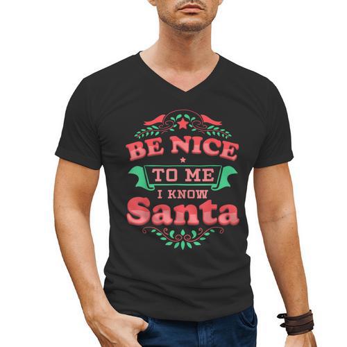 Be Nice To Me I Know Santa Teacher Christmas Men Women Men's V-Neck T-Shirt - teacherstshirts.com UK
