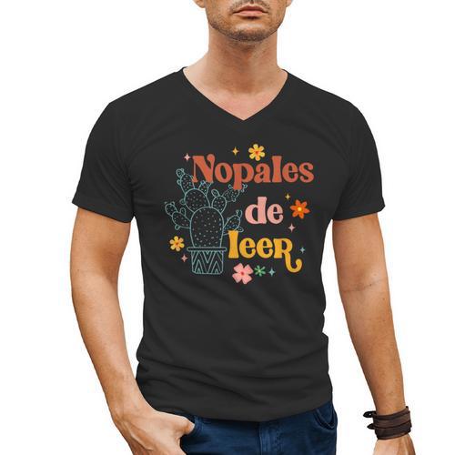 Nopales De Leer Spanish Teacher Maestra Cactus Bilingual Men's V-Neck T-Shirt - teacherstshirts.com DE