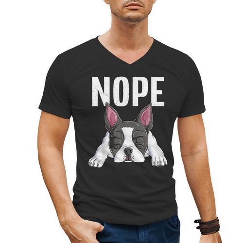 Nope Boston Terrier Puppy Dog Bostie Lover Men Women Girls Kids Men's V-Neck T-Shirt - Bostonterriersmerch.com