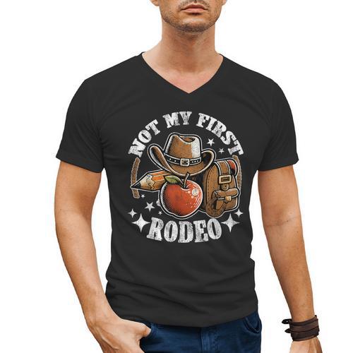 Not My First Rodeo Back To School Teacher Men's V-Neck T-Shirt - teacherstshirts.com