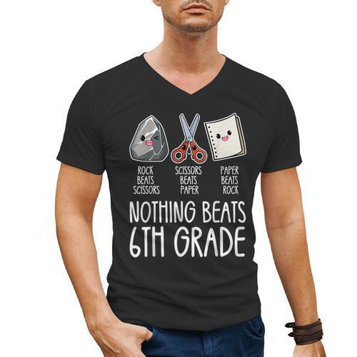 Nothing Beats 6th Grade Back To School Kids Teachers Men's V-Neck T-Shirt - teacherstshirts.com DE