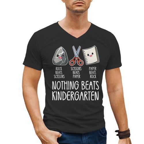 Nothing Beats Kindergarten Back To School Kid Teacher Men's V-Neck T-Shirt - teacherstshirts.com AU