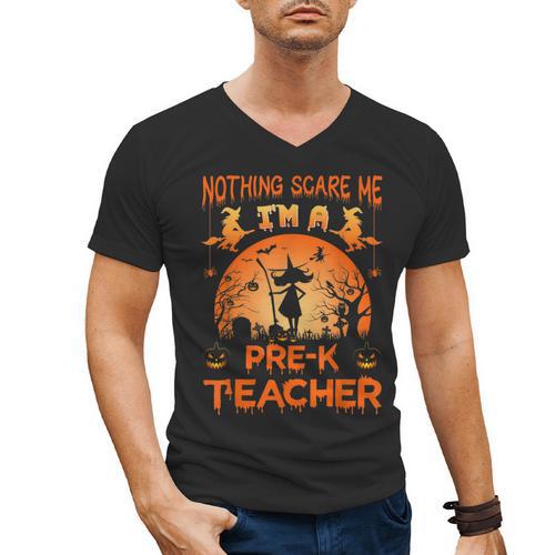 Nothing Scare Me I'm a Pre-k Teacher Matching Halloween For Men Women Men's V-Neck T-Shirt - teacherstshirts.com AU