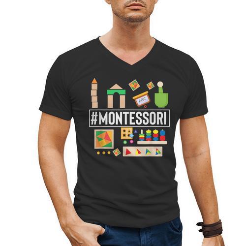 Novelty Montessori Studying Learning Schooling Teacher Love For Men Women Men's V-Neck T-Shirt - teacherstshirts.com