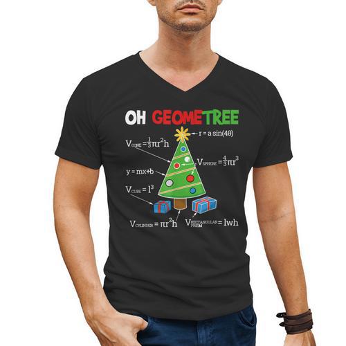 Oh Geometree Christmas Tree Geometry Math Teacher Men's V-Neck T-Shirt - teacherstshirts.com DE