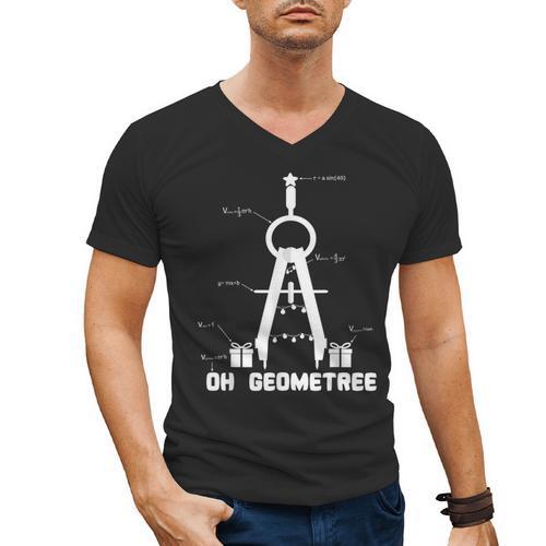 Oh Geometree Math Teacher Geometry Christmas Tree For Men Women Kids Men's V-Neck T-Shirt - teacherstshirts.com