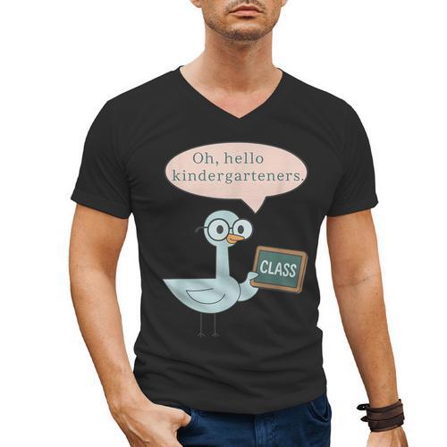 Oh Hello Kindergarteners Shirt Cute Pigeon Teacher Tee Men's V-Neck T-Shirt - teacherstshirts.com DE