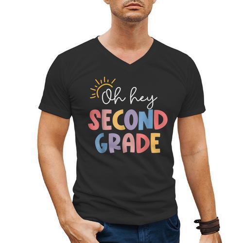 Oh Hey Second Grade First Day Of Teacher Girls Boys Kids Men's V-Neck T-Shirt - teacherstshirts.com