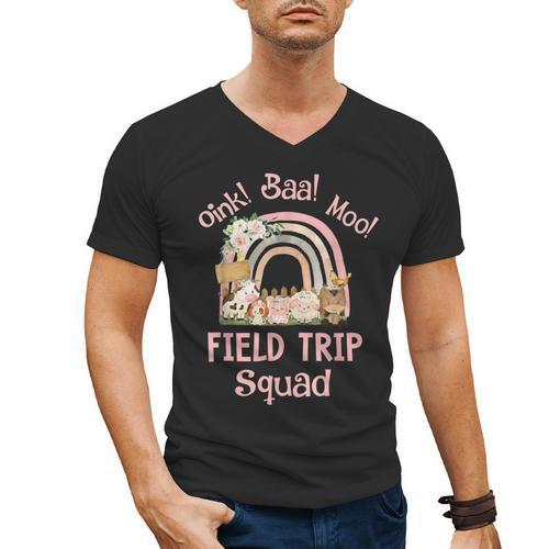 Oink Baa Moo Field Trip Squad Teacher Students Matching Men's V-Neck T-Shirt - teacherstshirts.com AU