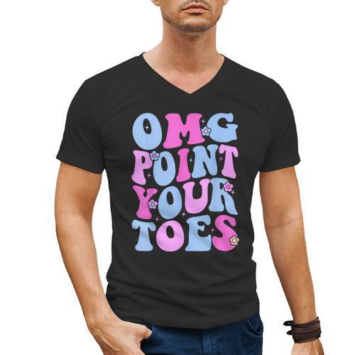 OMG Point Your Toes Dancing Teacher Tap Dancer Dance For Men Women Kids Men's V-Neck T-Shirt - teacherstshirts.com