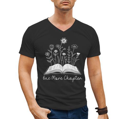 One-More Chapter Wildflower Reading Teacher Library Bookish Men's V-Neck T-Shirt - teacherstshirts.com AU