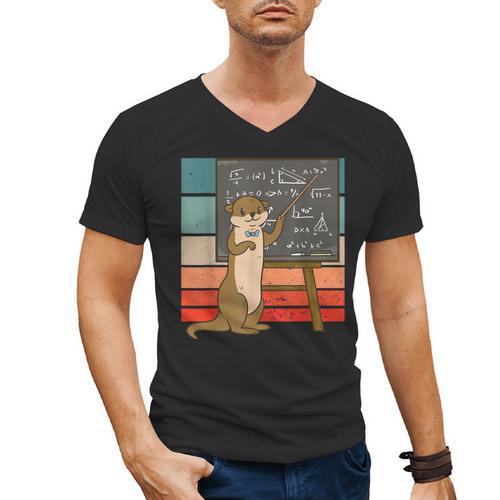 Otter Professor Teacher Teaching Maths Mathematics Men's V-Neck T-Shirt - teacherstshirts.com AU