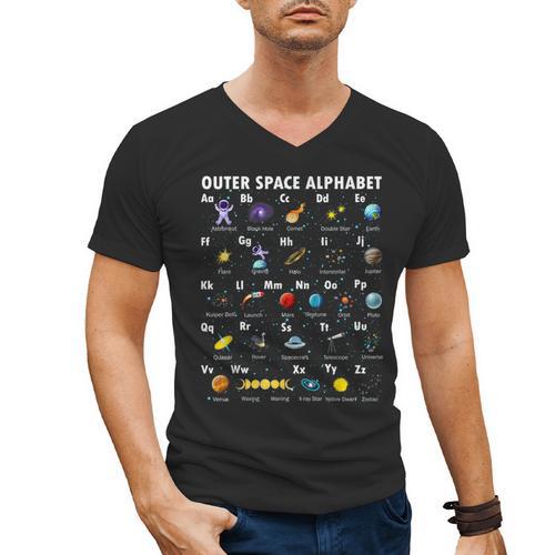 Outer Space Alphabet Kindergarten Teachers 1st Day Of School Men's V-Neck T-Shirt - teacherstshirts.com AU