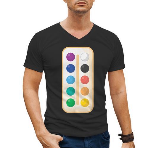 Paint Palette ArtSet Halloween Costume For Teachers Students For Men Women Kids Men's V-Neck T-Shirt - teacherstshirts.com AU