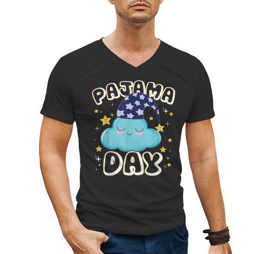 Pajama Day School Spirit Week Fun Cloud Teacher Student Men's V-Neck T-Shirt - teacherstshirts.com AU