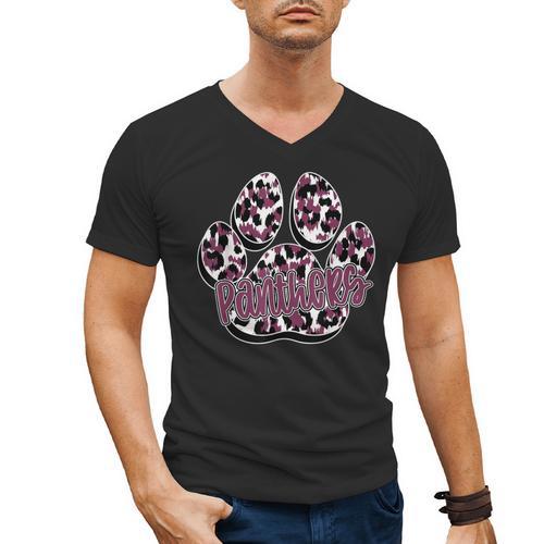 Panthers Paw Print Leopard Maroon Panther Pride Teacher Men's V-Neck T-Shirt - teacherstshirts.com UK