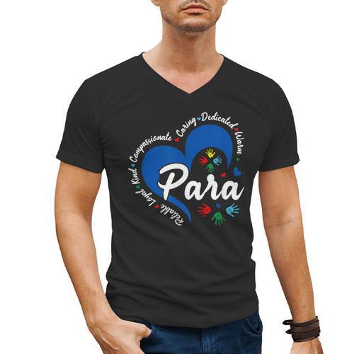 Para Heart Teacher Paraprofessional School Appreciation Men's V-Neck T-Shirt - teacherstshirts.com CA