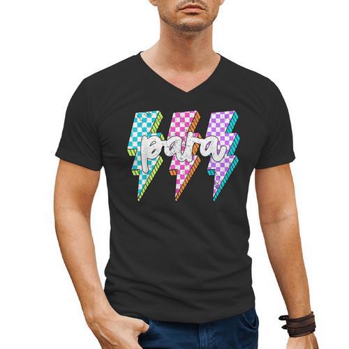 Para Squad Paraprofessional Teacher Lightning Bolt Men's V-Neck T-Shirt - teacherstshirts.com CA