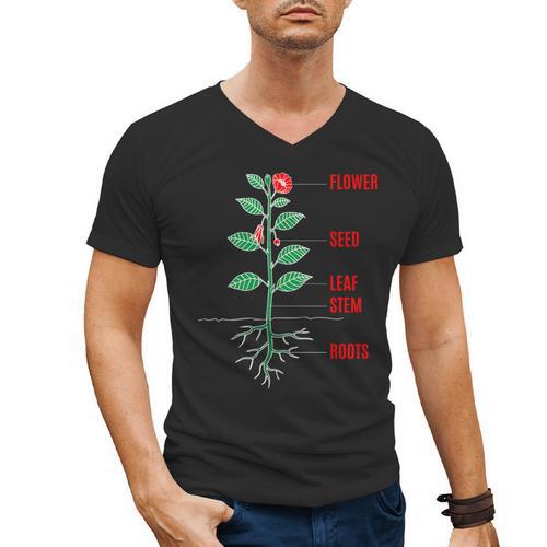 Parts Of a Plant Science For Teachers Kids And Students Men's V-Neck T-Shirt - teacherstshirts.com UK