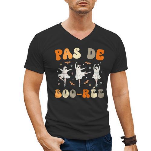 Pas De Boo-Rée Ghost Ballet Dancer Halloween Dance Teacher Men's V-Neck T-Shirt - teacherstshirts.com DE