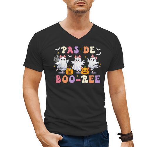 Pas De Boo-Ree Teachers Halloween Costume Ballet Dancers Men's V-Neck T-Shirt - teacherstshirts.com CA