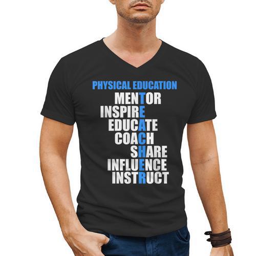 PE Physical Education Teacher For PE Teacher Men's V-Neck T-Shirt - teacherstshirts.com CA