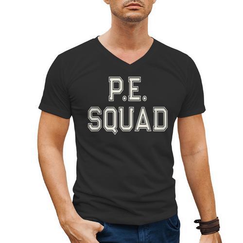 PE SQUAD Physical Education PE Teacher Team Kids Gym Crew Men's V-Neck T-Shirt - teacherstshirts.com AU