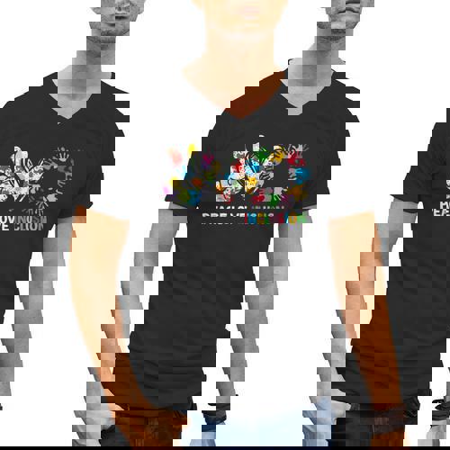 Peace Love Inclusion Sped Squad Special-Ed Teacher Daycare Men&#x27;s V-Neck T-Shirt - teacherstshirts.com