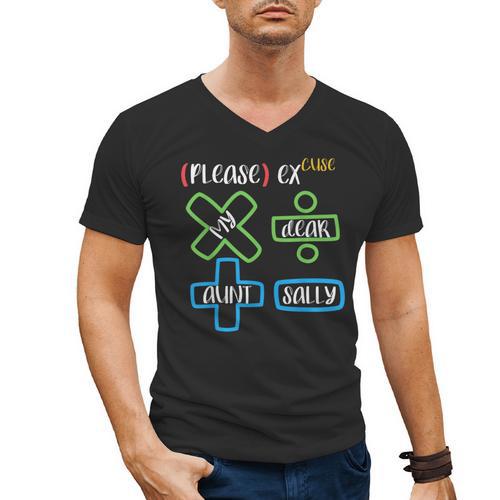 PEMDAS Please Excuse My Dear Aunt Sally Math Teacher Men's V-Neck T-Shirt - teacherstshirts.com UK