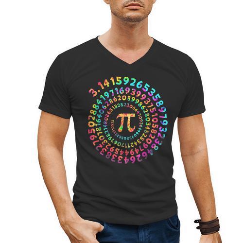 Pi Day Math Teacher Tie Dye Spiral Pi 314 Pi Day Men's V-Neck T-Shirt - teacherstshirts.com CA