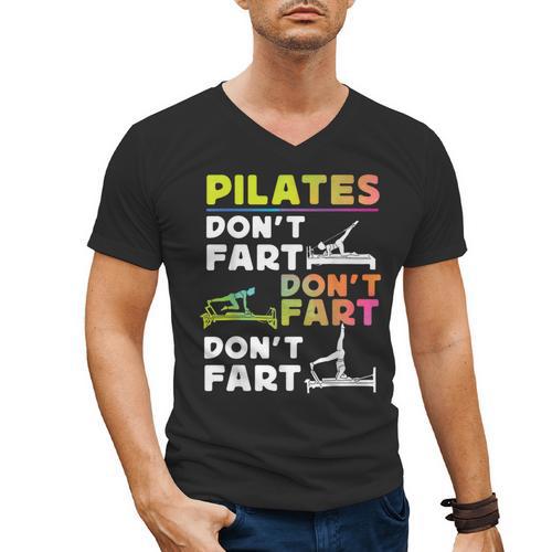 Pilates Instructor Teacher Watercolor Pilates Don't Fart Men Women Kids Men's V-Neck T-Shirt - teacherstshirts.com CA
