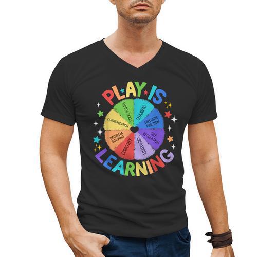 Play Is Learning Teacher Kindergarten For Men Women Kids Men's V-Neck T-Shirt - teacherstshirts.com