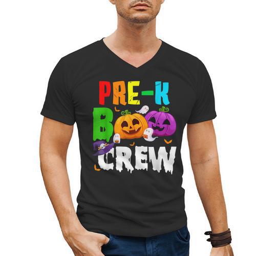 Pre K Boo Crew Halloween Costume Teachers Kids Men's V-Neck T-Shirt - teacherstshirts.com