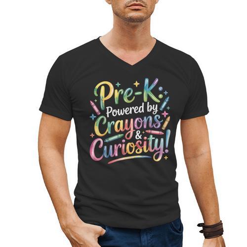 Pre-K Crayons & Curiosity Preschool Teachers Life Tie Dye Men's V-Neck T-Shirt - teacherstshirts.com CA