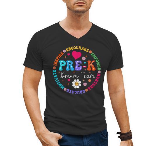 Pre K Dream Team Back To School Boys First Day Teacher Men's V-Neck T-Shirt - teacherstshirts.com