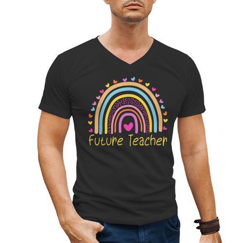 Pre-K Preschool Kindergarten Future Teacher Rainbow Men's V-Neck T-Shirt - teacherstshirts.com CA