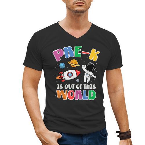 Pre-K Student Teacher Astronaut Space Back To School Men's V-Neck T-Shirt - teacherstshirts.com DE