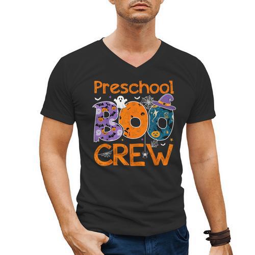 Preschool Boo Crew Preschool Halloween Teacher Kids Men's V-Neck T-Shirt - teacherstshirts.com DE