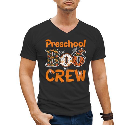 Preschool Boo Crew Halloween Teachers Students Costume Men's V-Neck T-Shirt - teacherstshirts.com AU