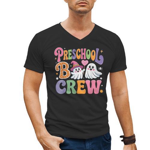 Preschool Boo Crew Preschool Teacher Student Halloween Men's V-Neck T-Shirt - teacherstshirts.com DE
