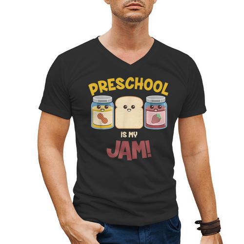 Preschool Is My Jam Teacher Shirt Men's V-Neck T-Shirt - teacherstshirts.com AU