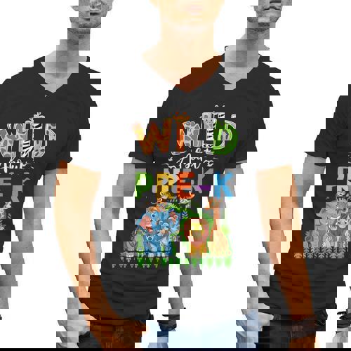 Preschool Teacher Kids Back To School Wild About Pre-K Men&#x27;s V-Neck T-Shirt - teacherstshirts.com