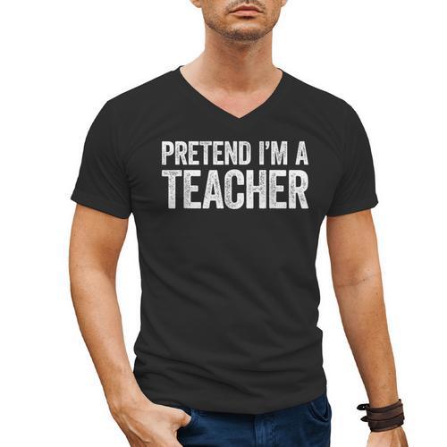 Pretend I'm A Teacher Shirt Adult Kids Men Women Costume Men's V-Neck T-Shirt - teacherstshirts.com AU