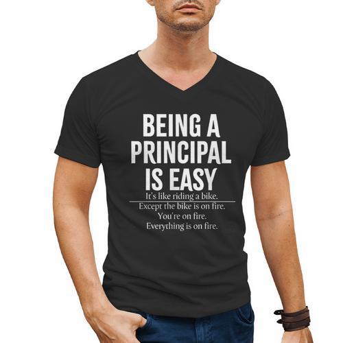 Being A Principal Is Easy School Principal Teacher Life Men's V-Neck T-Shirt - teacherstshirts.com AU