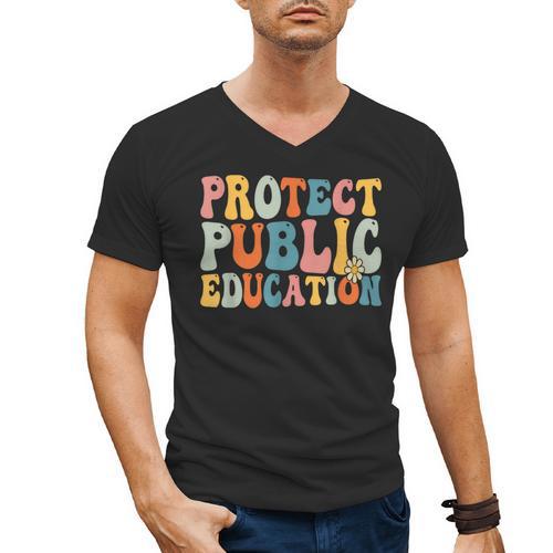 Protect Public Education Public Teacher School Men's V-Neck T-Shirt - teacherstshirts.com DE