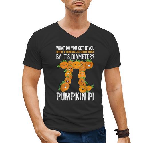 Pumpkin Pi Math Teacher Halloween Geometry Men's V-Neck T-Shirt - teacherstshirts.com DE