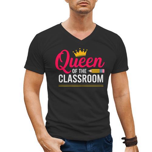 Queen Of The Classroom Teacher Men's V-Neck T-Shirt - teacherstshirts.com CA