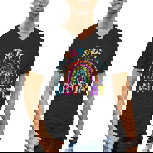 Rainbow Happy Dot Day Shirts Teacher Kids September 15th Men&#x27;s V-Neck T-Shirt - teacherstshirts.com