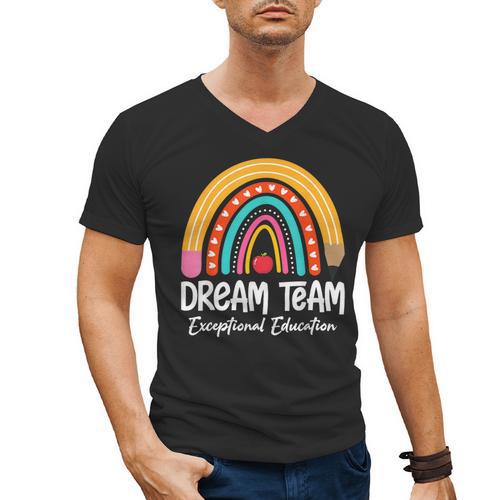 Rainbow Pencil Dream Exceptional Education Team SPED Teacher Men's V-Neck T-Shirt - teacherstshirts.com AU